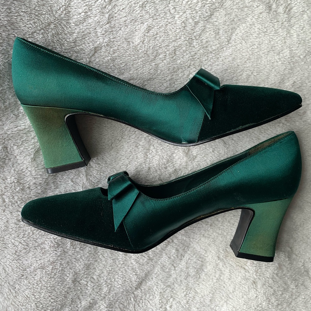 Velvet Green Heels